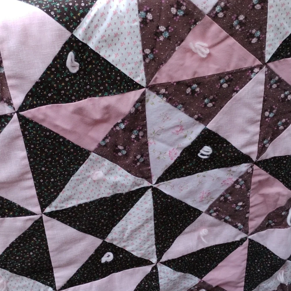 💕BABY QUILT HANDMADE PINK CRIB QUILT 47